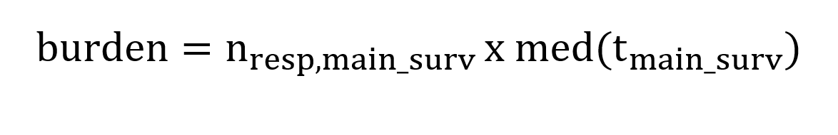 An equation describing how to calculate respondent burden An equation describing how to calculate respondent burden